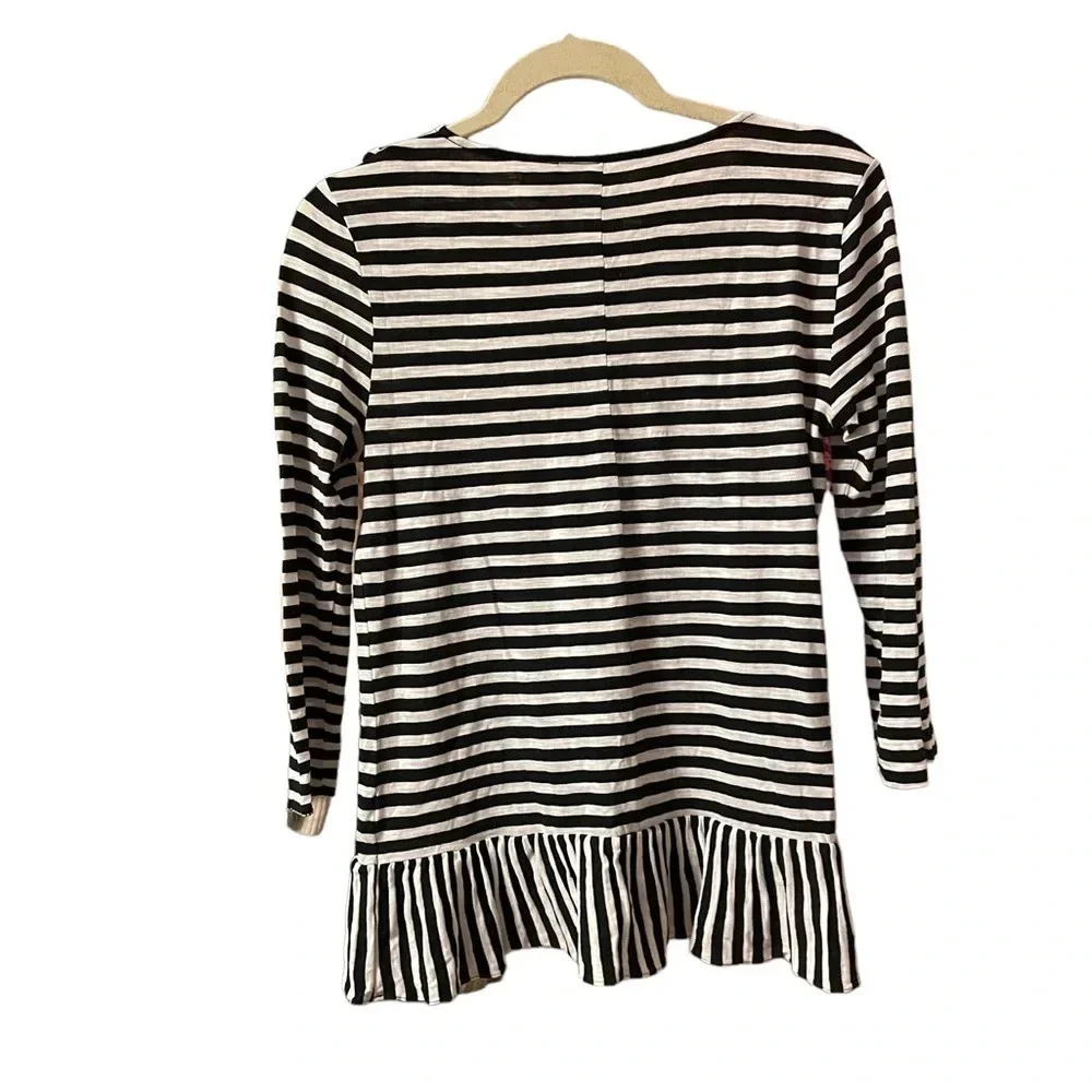 J.CREW STRIPED RUFFLE LONG SLEEVE SHIRT